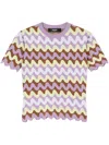 Versace Knitwear With Crewneck And Scalloped Edges In Purple