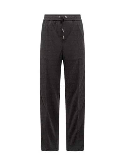 Versace All-over Logo Jacquard Track Pants In Black