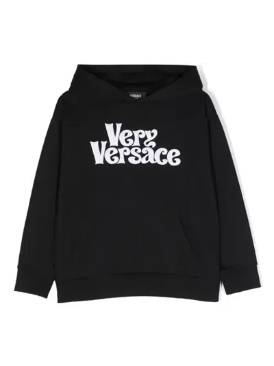 Versace Sweatshirt Fleece Very  Embroidery In Black