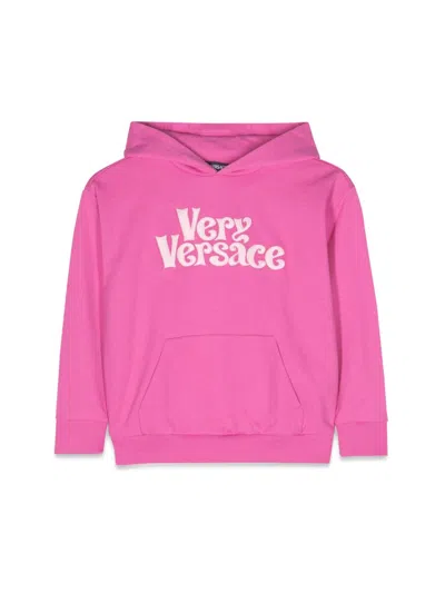 Versace Embroidered Fleece Mini Sweatshirt For Girls In Pink