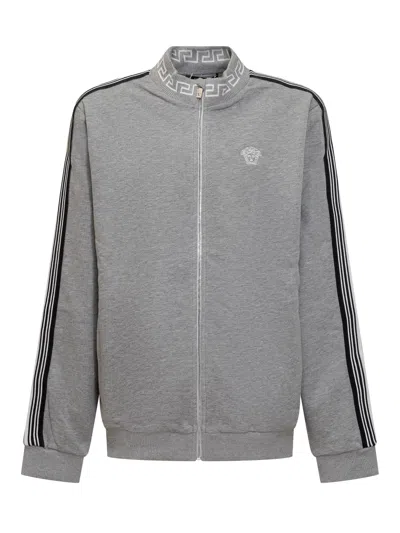 Versace Kids' Sweatshirt In Grigio Melange-nero-bianco