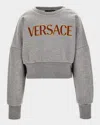 Versace Sweatshirt Melange Fleece  Logo Kids Print In Gray