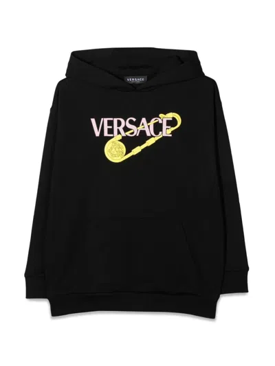 Versace Kids' Sweatshirt Over Logo Pins In Black