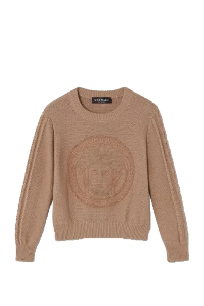 Versace Kids' Sweatshirt In Sabbia