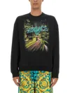 Versace Printed Cotton Crew-neck Sweatshirt In Black