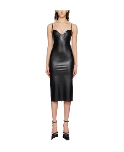 Versace Sweetheart-neck Sleeveless Dress In Black