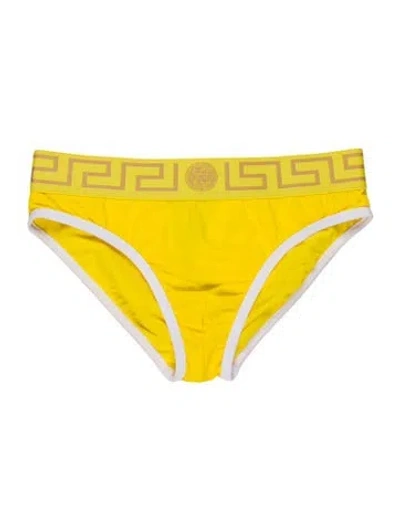 Pre-owned Versace Swim Briefs W/ Tags In Yellow