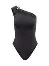 Versace Medusa Safety Pin Asymmetric One-piece Swimsuit In Black