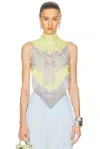 Versace Swim Scarf Top In Pale Yellow & Light Grey