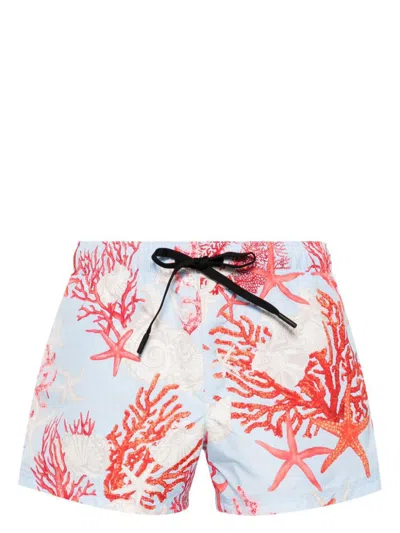 Versace Swim Shorts Coral All Over Print In Coralbone