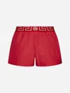 Versace Red Greca Swim Shorts In Red