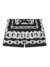 Versace Medusa Chain Printed Drawstring Swim Shorts In Silver