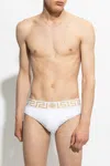 Versace White Swim Briefs With Greca Border And Medusa Motif In White