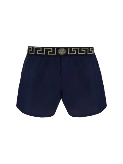 VERSACE BLUE POLYESTER SWIMMING SHORTS