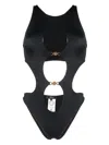 Versace Swim One-piece Lycra Vita Recycled Greek Chain In Black