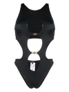 Versace Swim One-piece Lycra Vita Recycled Greek Chain In Black