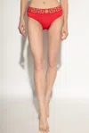 Versace Greca Border High-waisted Briefs In Red