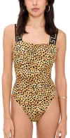Versace Swimsuit One Piece Lycra Vita Recycled Cheetah All Over Print Neutral In Multi