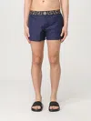 Versace Blue Swim Trunks With Greca And Medusa Head Print On Elastic Waistband In Nylon In Blau 1