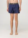Versace Blue Swim Trunks With Greca And Medusa Head Print On Elastic Waistband In Nylon In Blue
