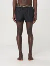Versace Black Swimsuit Shorts With Greca Detail In Tech Fabric Man In Black