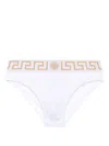 Versace Swim Briefs With Iconic Greek Key Design And Luxurious Comfort In White