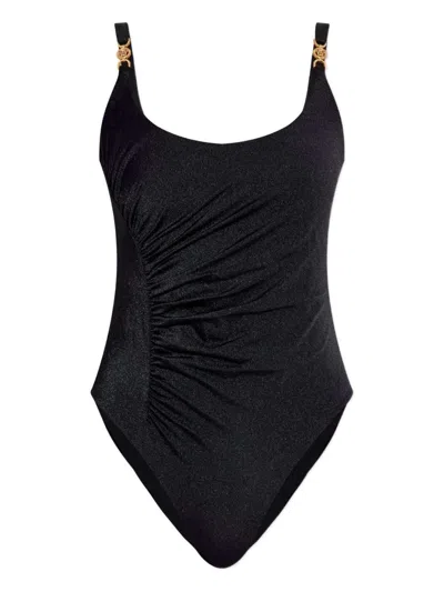 Versace Swimsuit With Ruched Details In Black