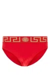 Versace Men Red Stretch Nylon Swimming Brief In Red