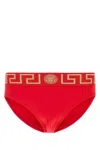 Versace Men Red Stretch Nylon Swimming Brief In Red