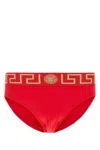 Versace Men Red Stretch Nylon Swimming Brief In Red