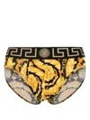 Versace Cotton Briefs With Iconic Print In Yellow