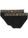 Versace Set Of Two Briefs With Greek Border In Black
