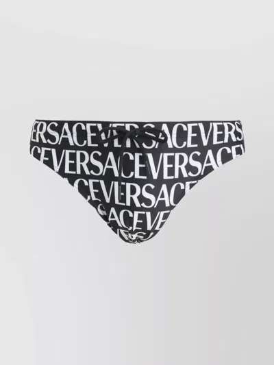 Versace Black Printed Swim Briefs In 5b040-black+white
