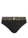 Versace Swim Brief With Greca Motif In Black