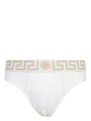 Versace Stretch Cotton Brief Set With Geometric Pattern In Black