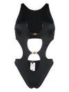 Versace Swim One-piece Lycra Vita Recycled Greek Chain In Black
