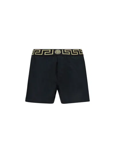 Versace Swimwear In Black Gold Greek Key (black)