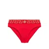 Versace Red Greca Border Briefs In Red/gold