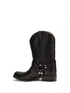 Versace Sylvester Leather Texan Boots In Black