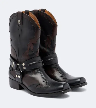 Versace Harness-detail Embroidered Boots In Animal Print