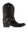 Versace Sylvester Leather Texan Boots In Brown