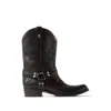 Versace Sylvester Leather Texan Boots In Black