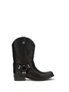 Versace Sylvester Leather Texan Boots In Black