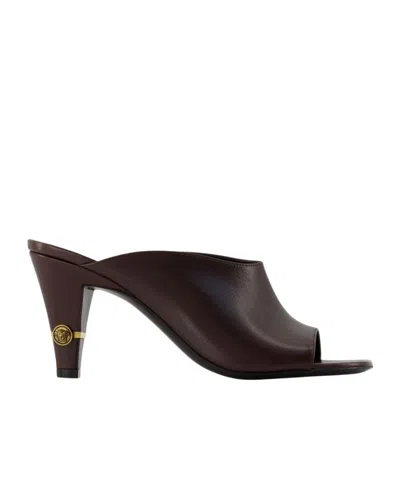 Versace T 80 Peep Toe Mules Pumps In Black