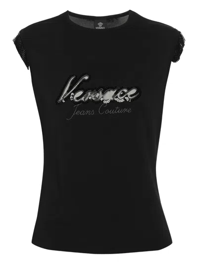 Pre-owned Versace Sequin T-shirt In Black