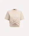 Versace Cropped T-shirt With Twist Detail And Safety Pin Logo
