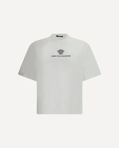 Versace Medusa Milano Embroidered Crewneck T-shirt In White