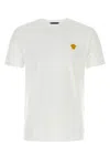 Versace White Crewneck T-shirt With Medusa Embroidery On The Front In Cotton Man In Multi