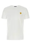 Versace White Crewneck T-shirt With Medusa Embroidery On The Front In Cotton Man In Multi