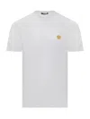 Versace White Crewneck T-shirt With Medusa Embroidery On The Front In Cotton Man